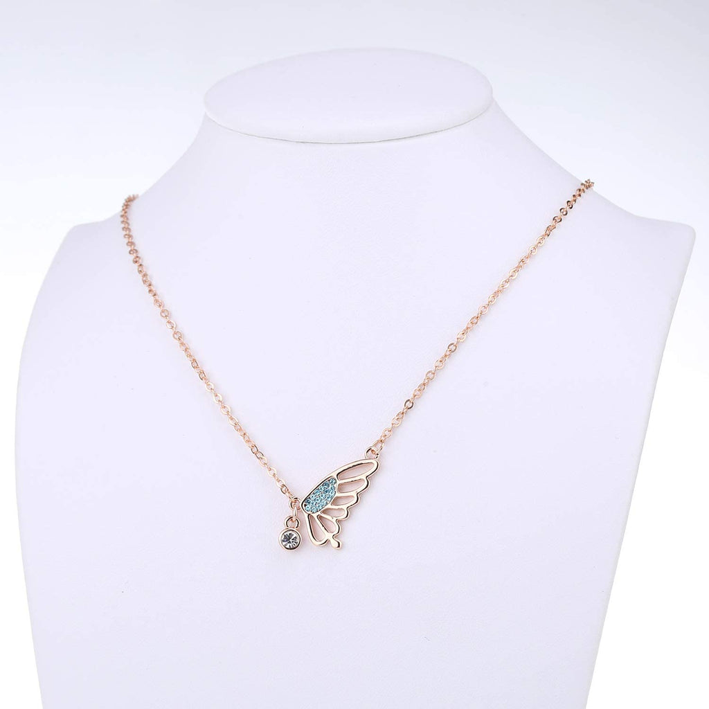 Kruckel; 5021060 Butterfly Champaign Gold Plated Necklace Made with Austrian Crystals;