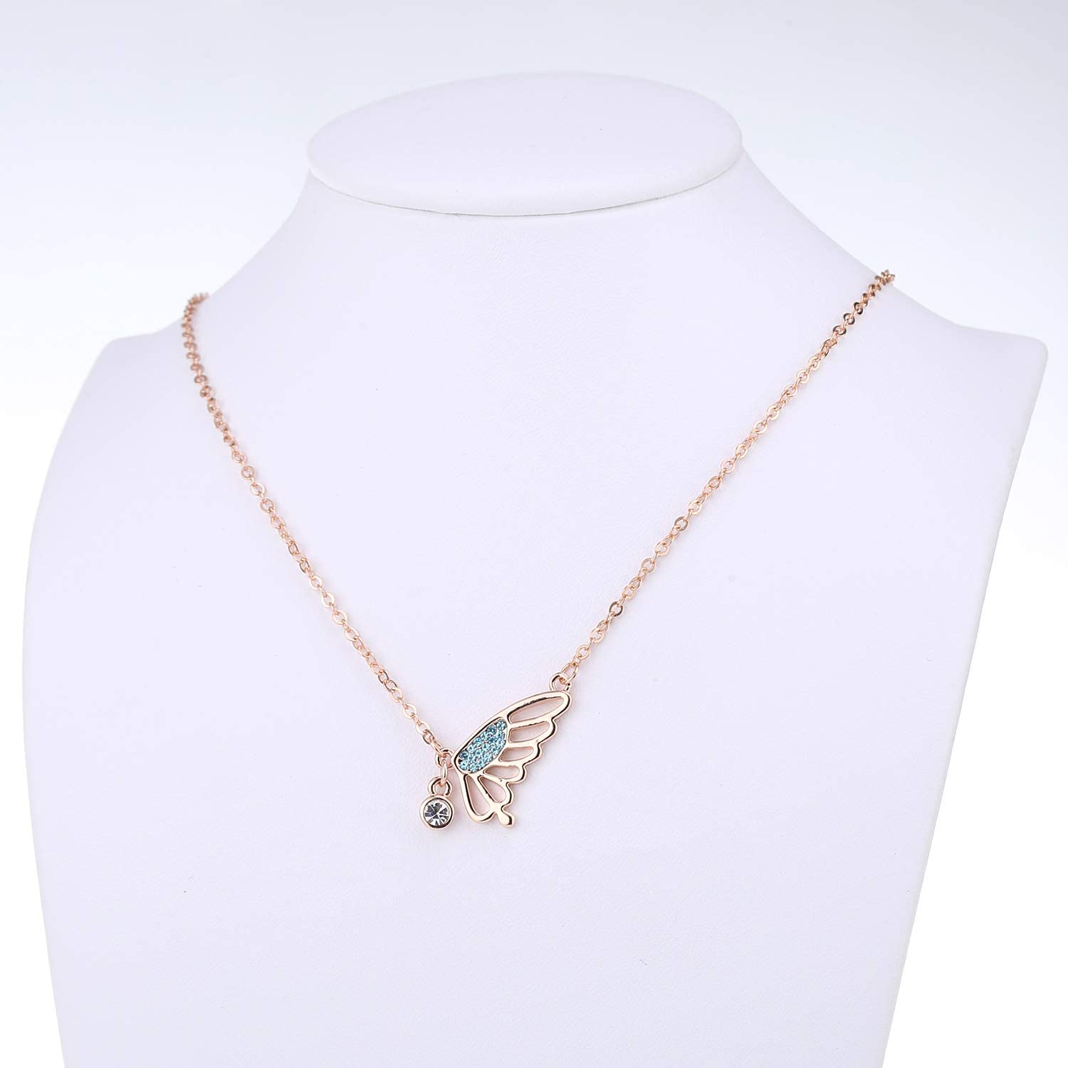 Kruckel; 5021060 Butterfly Champaign Gold Plated Necklace Made with Austrian Crystals;