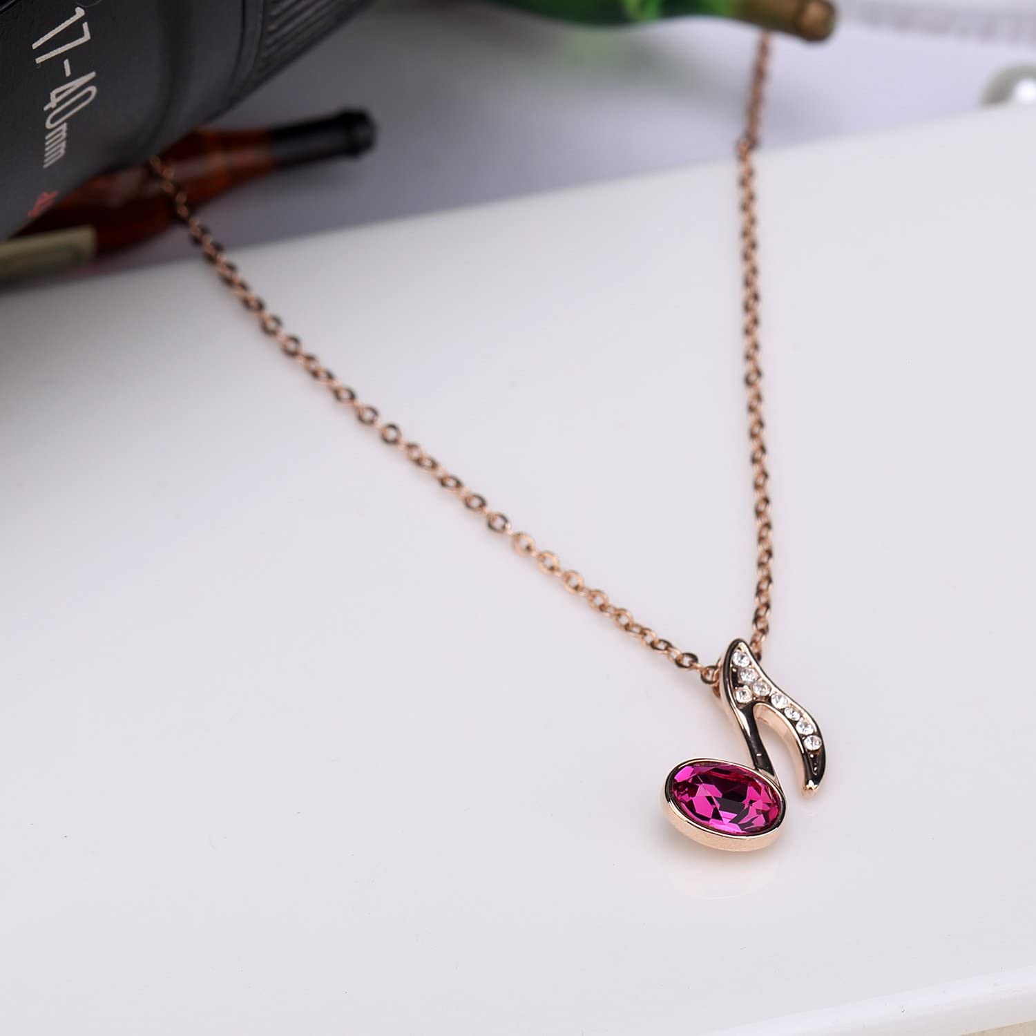 Kruckel; 5071040 Music Lovers Rose Gold Plated Necklace made with Swarovski Crystals;