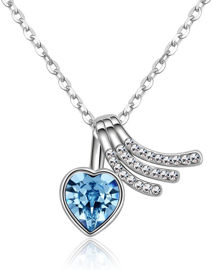 Kruckel; 5031060 Blue Ocean Loving Hearts White Gold Plated Necklace made with Swarovski Crystals;