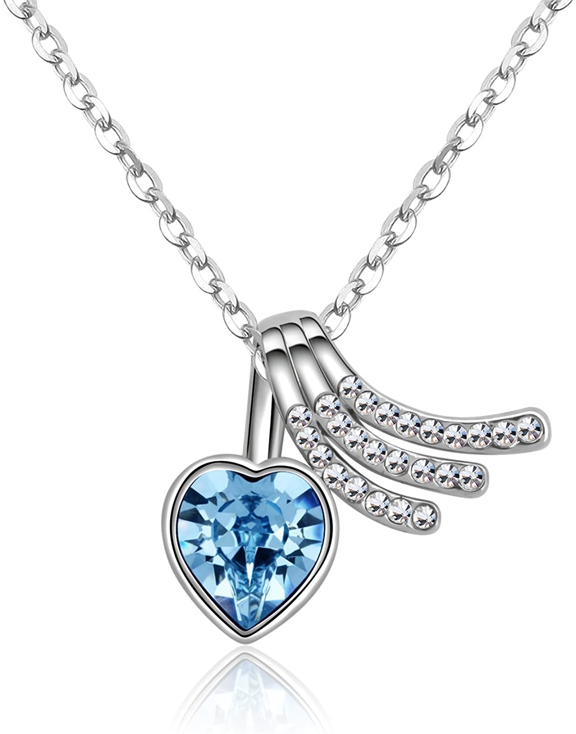 Lady Color Swarovski Crystal Mom Blue Heart Necklace. | eBay