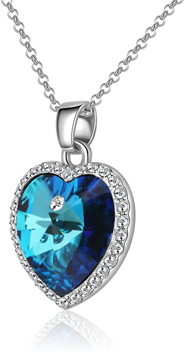 Buy Mahi Festive Jewelry With Swarovski Crystal Aquamarine Bermuda Blue  Heart Pendant for Women and Girls PS1194309R Online at Low Prices in India  - Paytmmall.com