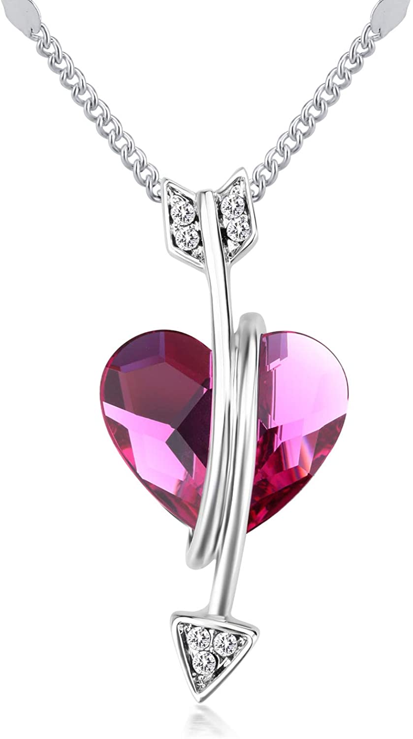 Swarovski Pink Heart Necklace Love Necklace Sparkly Crystal Heart Necklace  925 Sterling Silver Necklace Handmade Valentines Day Gift - Etsy