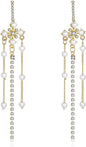 KRUCKEL White Stud Dangle Earrings Jewelry | CZ Drop Pierced Earrings for Women Teen Girls - 7169186