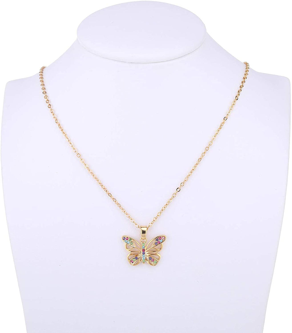 Kruckel; 5021040 Butterfly Champaign Gold Plated Necklace Made with Austrian Crystals;