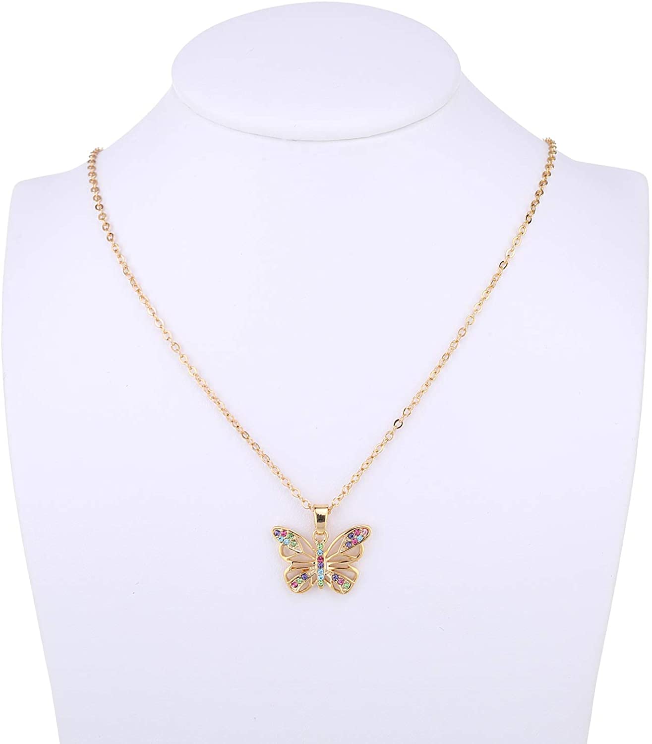 Kruckel; 5021040 Butterfly Champaign Gold Plated Necklace Made with Austrian Crystals;
