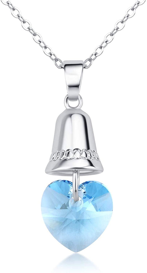 Kruckel; 5031070 Blue Ocean Loving Hearts White Gold Plated Necklace made with Swarovski Crystal;