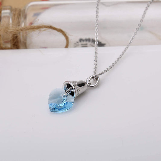 Kruckel; 5031070 Blue Ocean Loving Hearts White Gold Plated Necklace made with Swarovski Crystal;