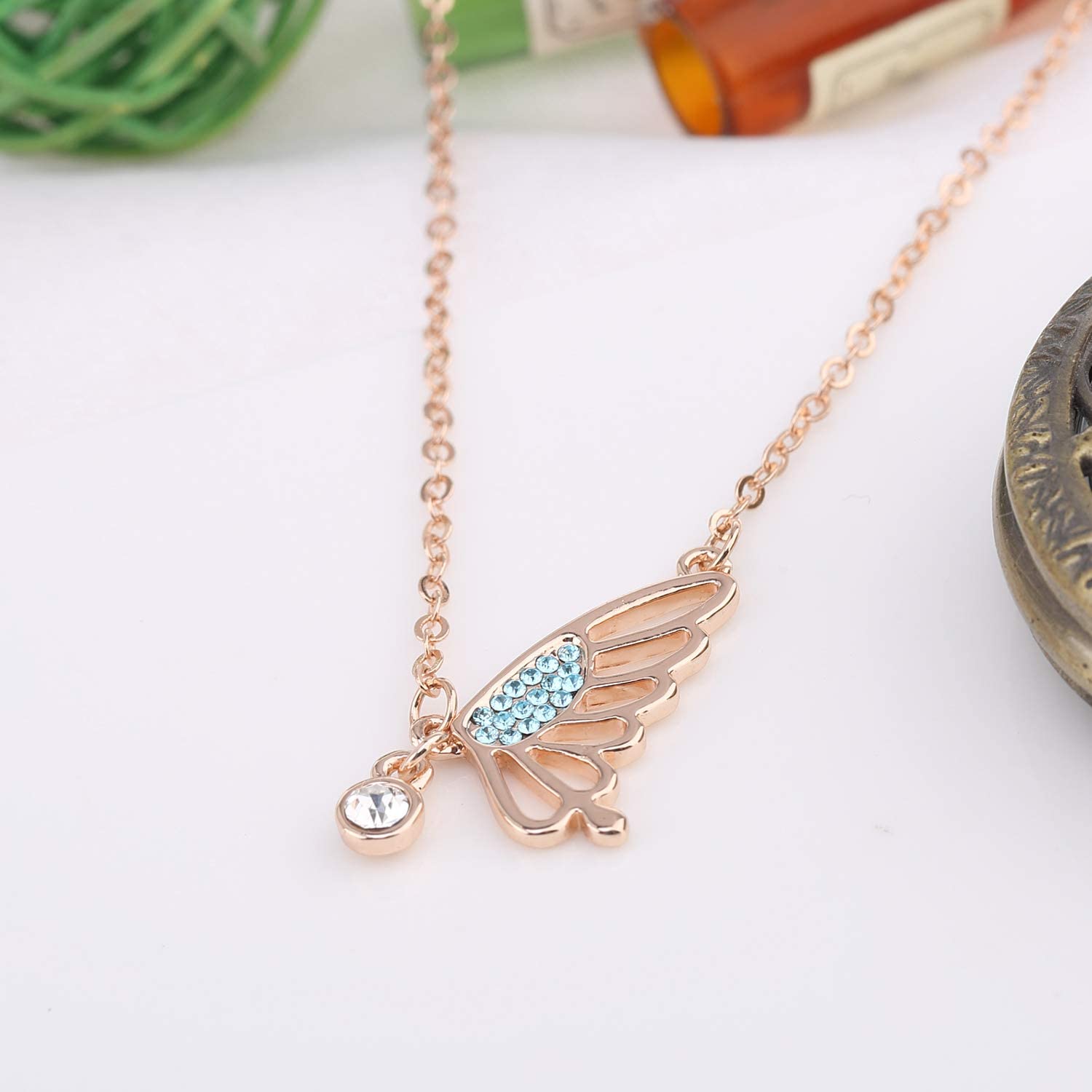 Kruckel; 5021060 Butterfly Champaign Gold Plated Necklace Made with Austrian Crystals;