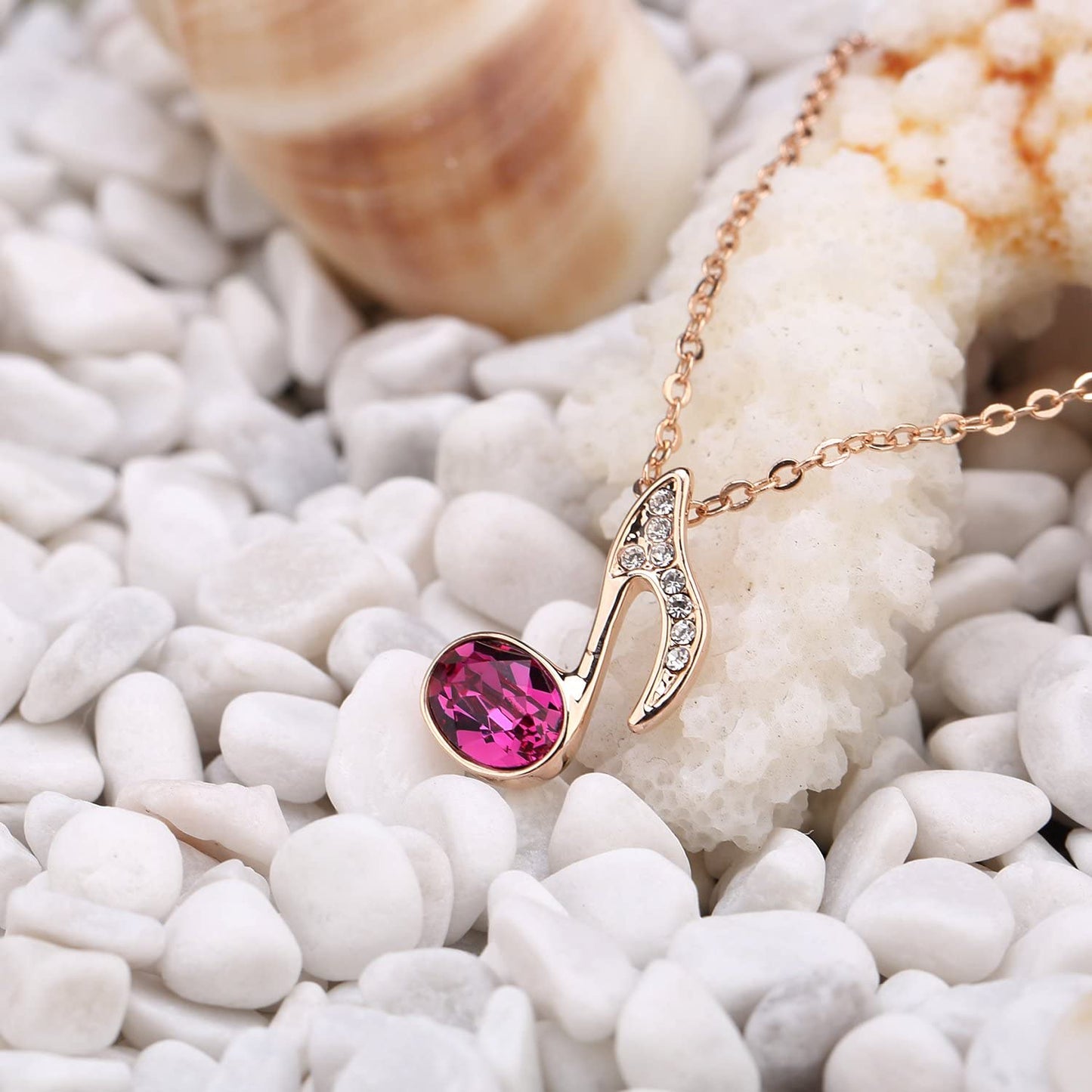 Kruckel; 5071040 Music Lovers Rose Gold Plated Necklace made with Swarovski Crystals;
