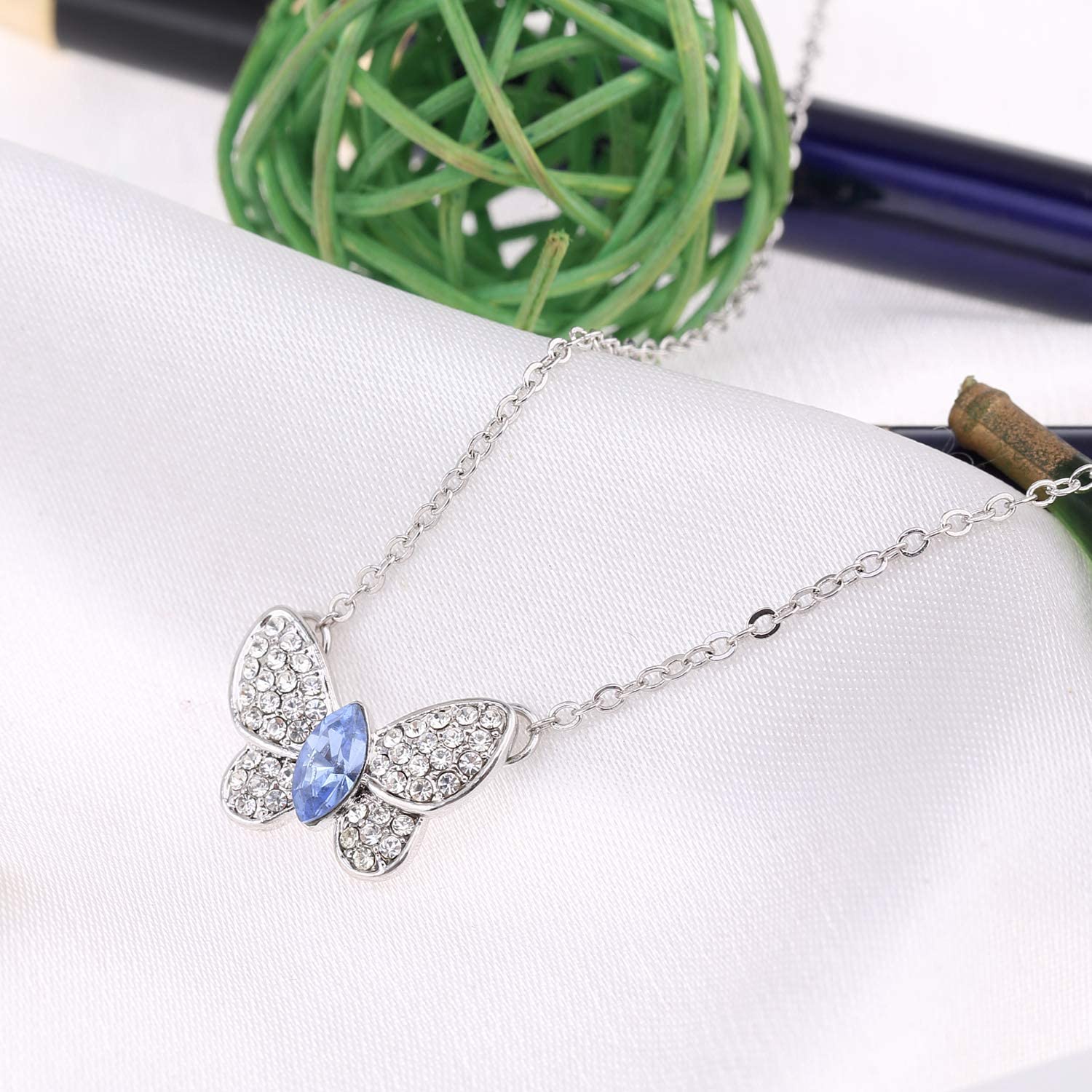 Kruckel; 5021020 Butterfly White Gold Plated Necklace Made with Swarovski Crystals;