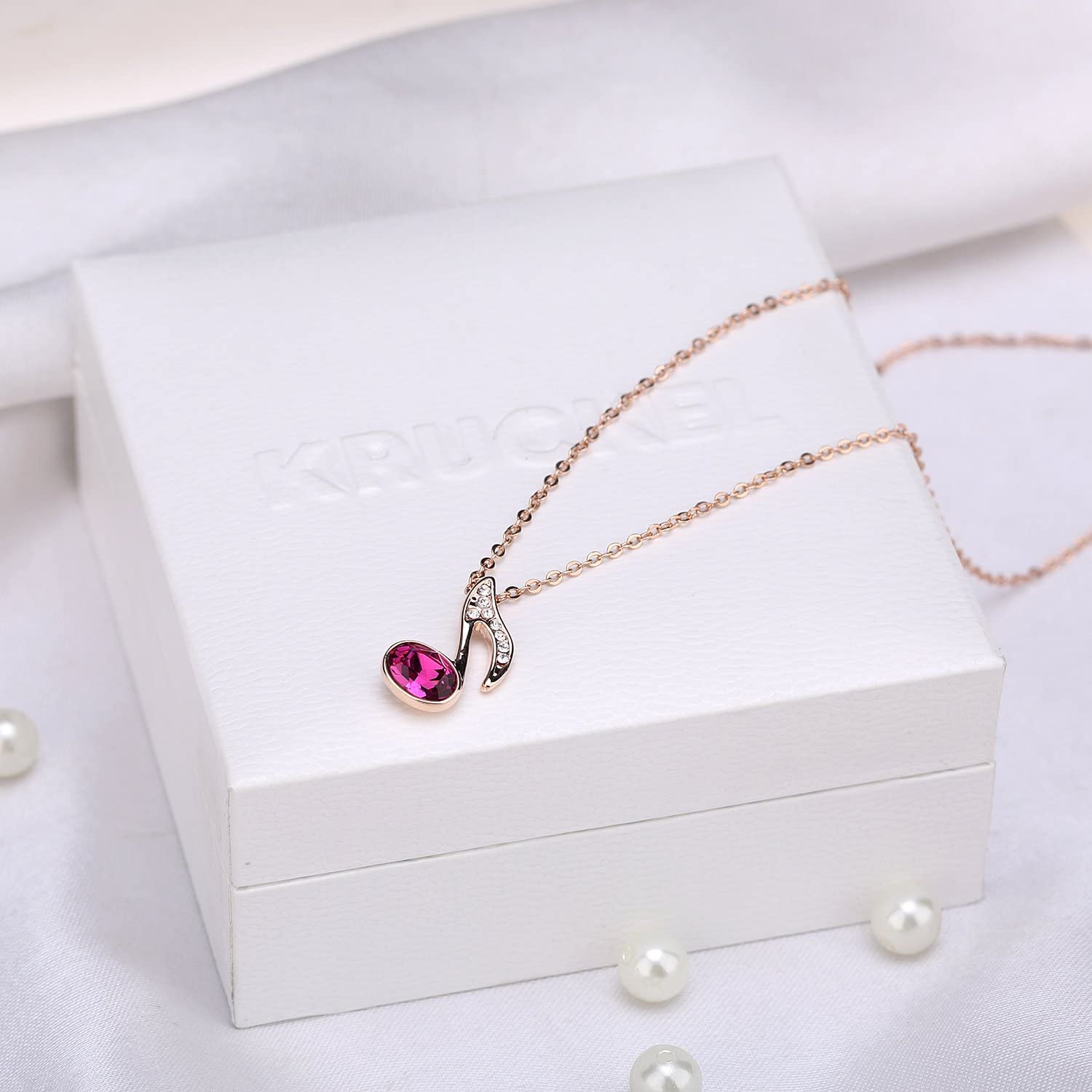 Kruckel; 5071040 Music Lovers Rose Gold Plated Necklace made with Swarovski Crystals;