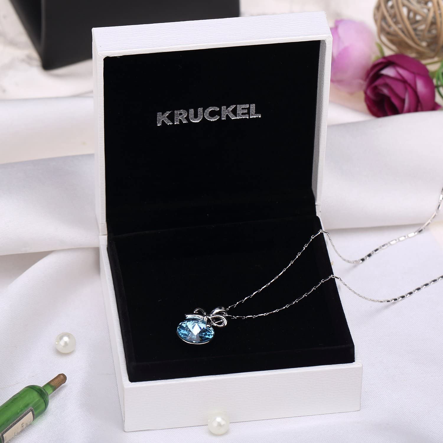 Kruckel; 5051010 The Shape of Water White Gold Plated Necklace made with Swarovski Crystal;