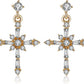 KRUCKEL Cross Christ Sparkling Earrings - Dangle Drop Cross Earrings for Women - Gifts for Her, Love with Wife, Mother, Girlfriend, Christmas, Valentines Day - Gold Plated