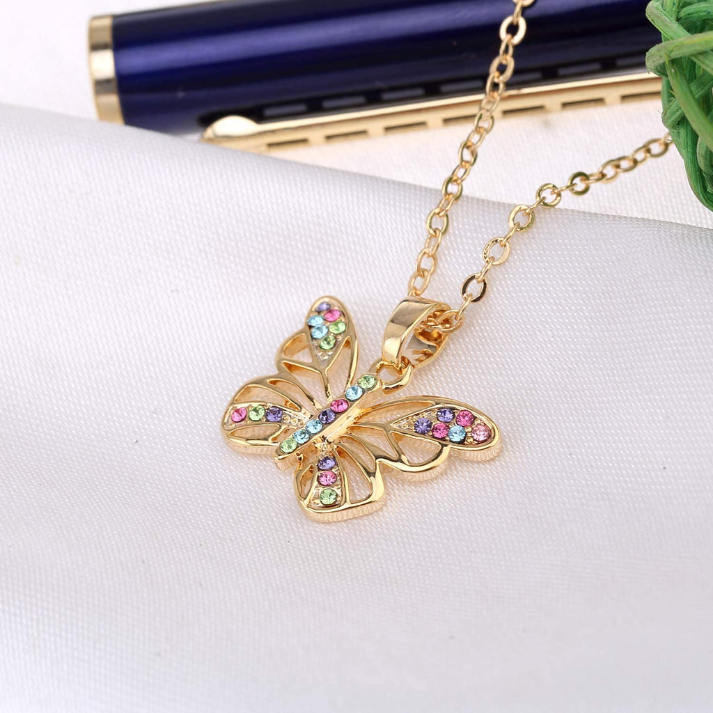 Kruckel; 5021040 Butterfly Champaign Gold Plated Necklace Made with Austrian Crystals;