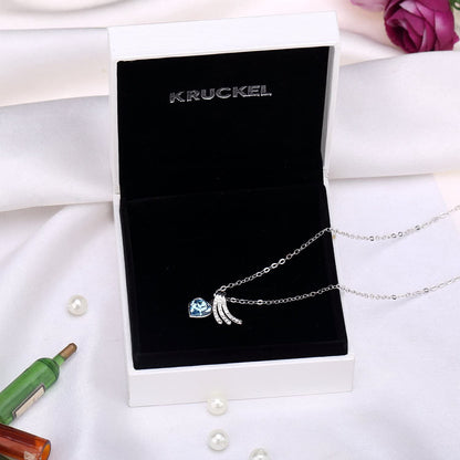 Kruckel; 5031060 Blue Ocean Loving Hearts White Gold Plated Necklace made with Swarovski Crystals;