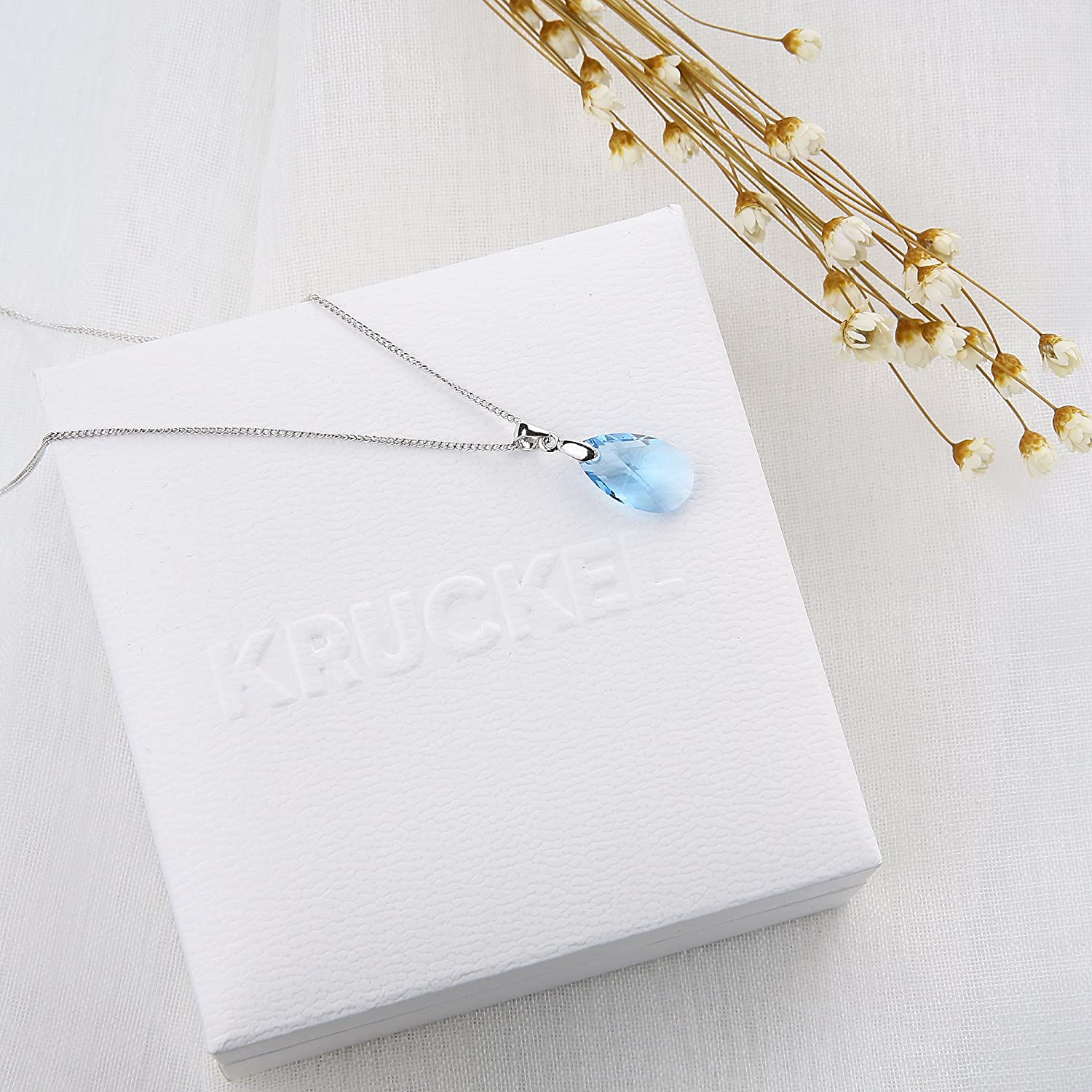 Kruckel; 5051050 The Shape of Water White gold-plated necklace made with Swarovski Crystals;