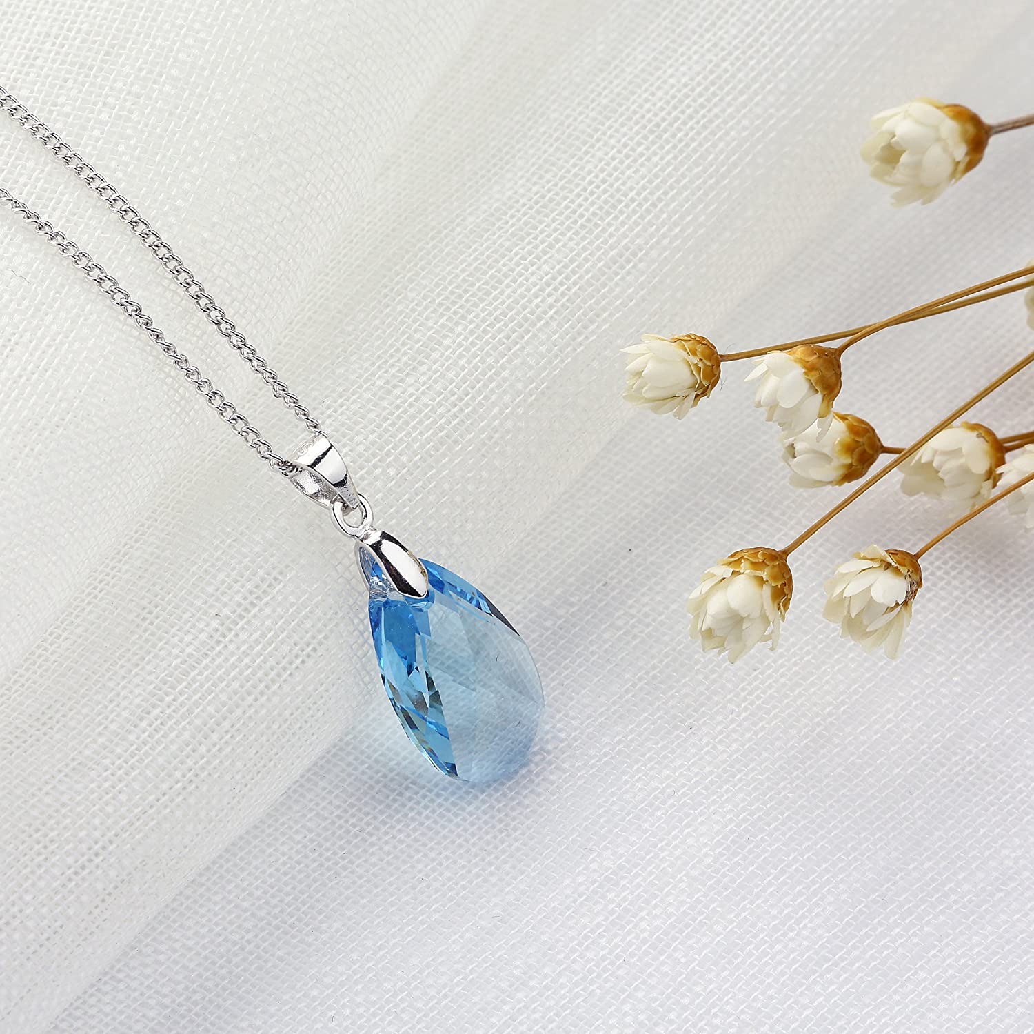 Kruckel; 5051050 The Shape of Water White gold-plated necklace made with Swarovski Crystals;