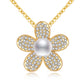 Strawberry Blossom Flower Pavé Swarovski Crystals Necklace