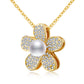 Strawberry Blossom Flower Pavé Swarovski Crystals Necklace