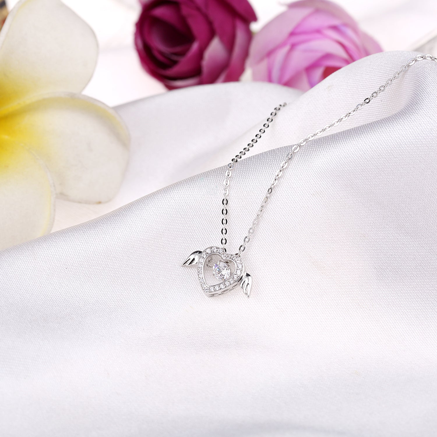 Angel Crystals Heart Necklace