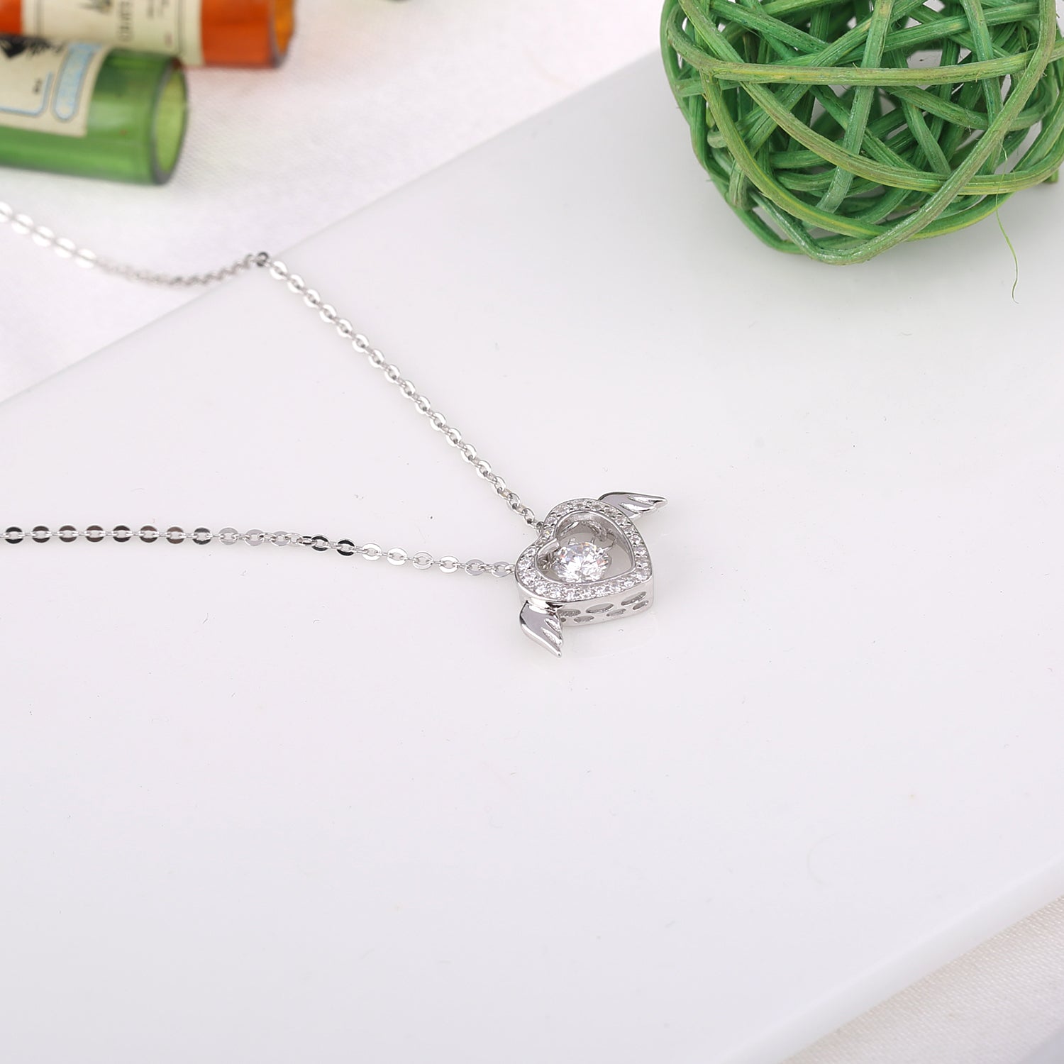 Angel Crystals Heart Necklace