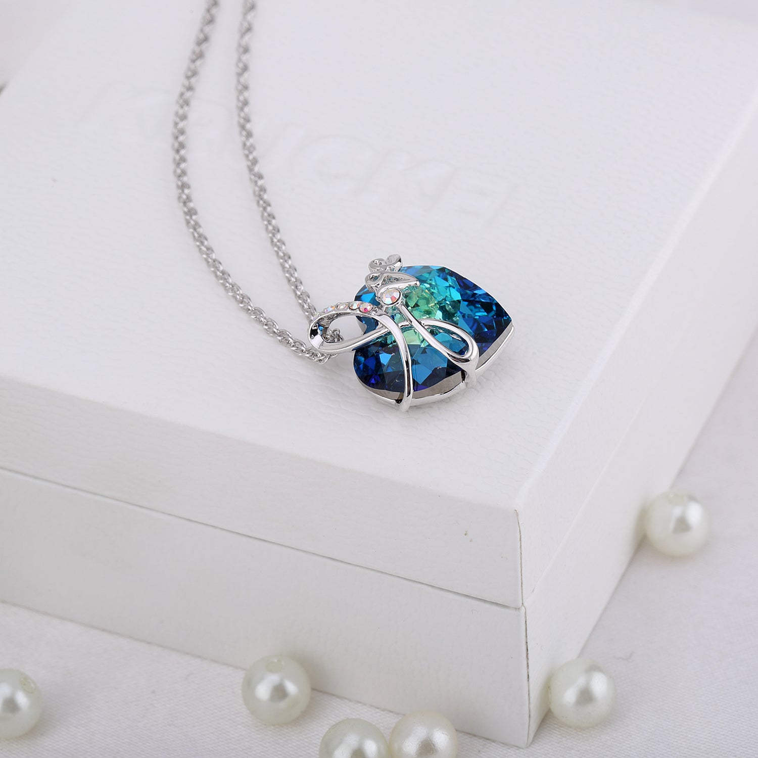 Openwork handwritten Love Swarovski Heart shape Crystal Necklace