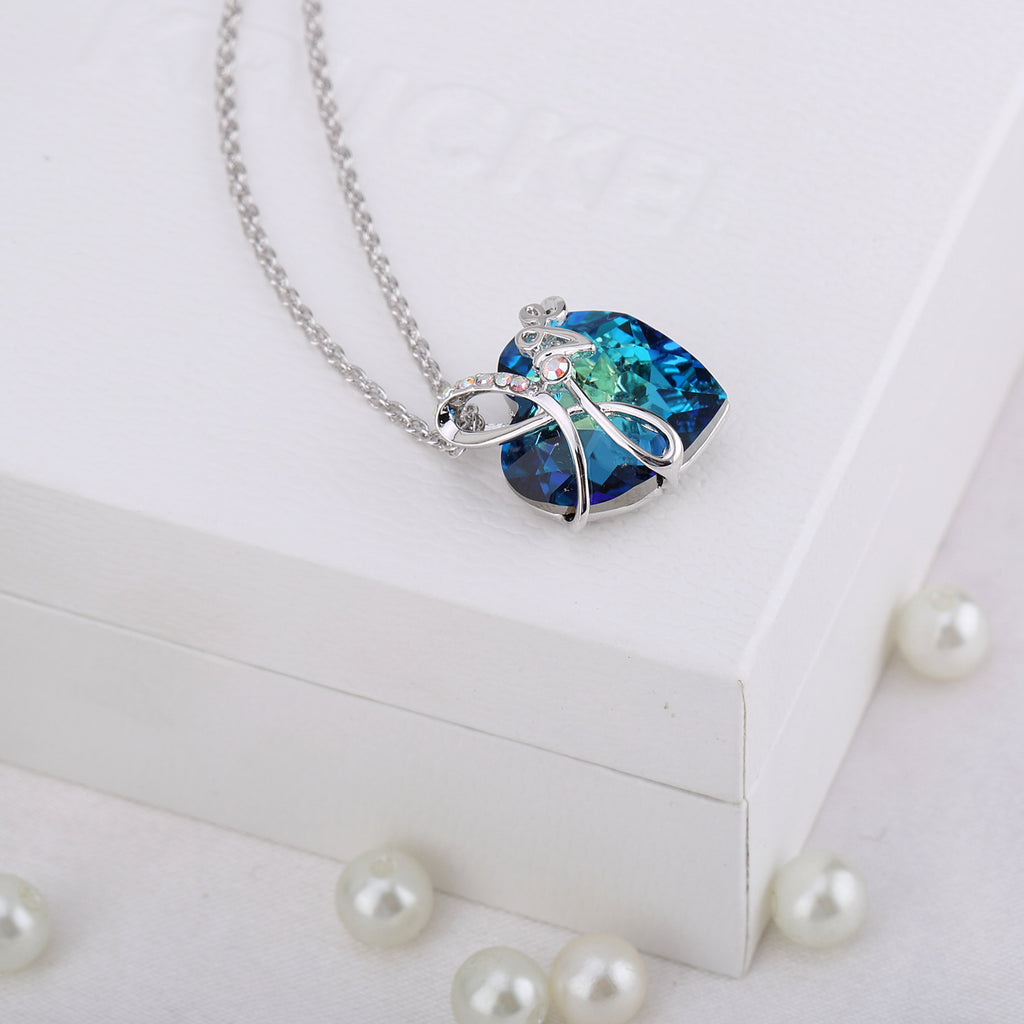 Openwork handwritten Love Swarovski Heart shape Crystal Necklace