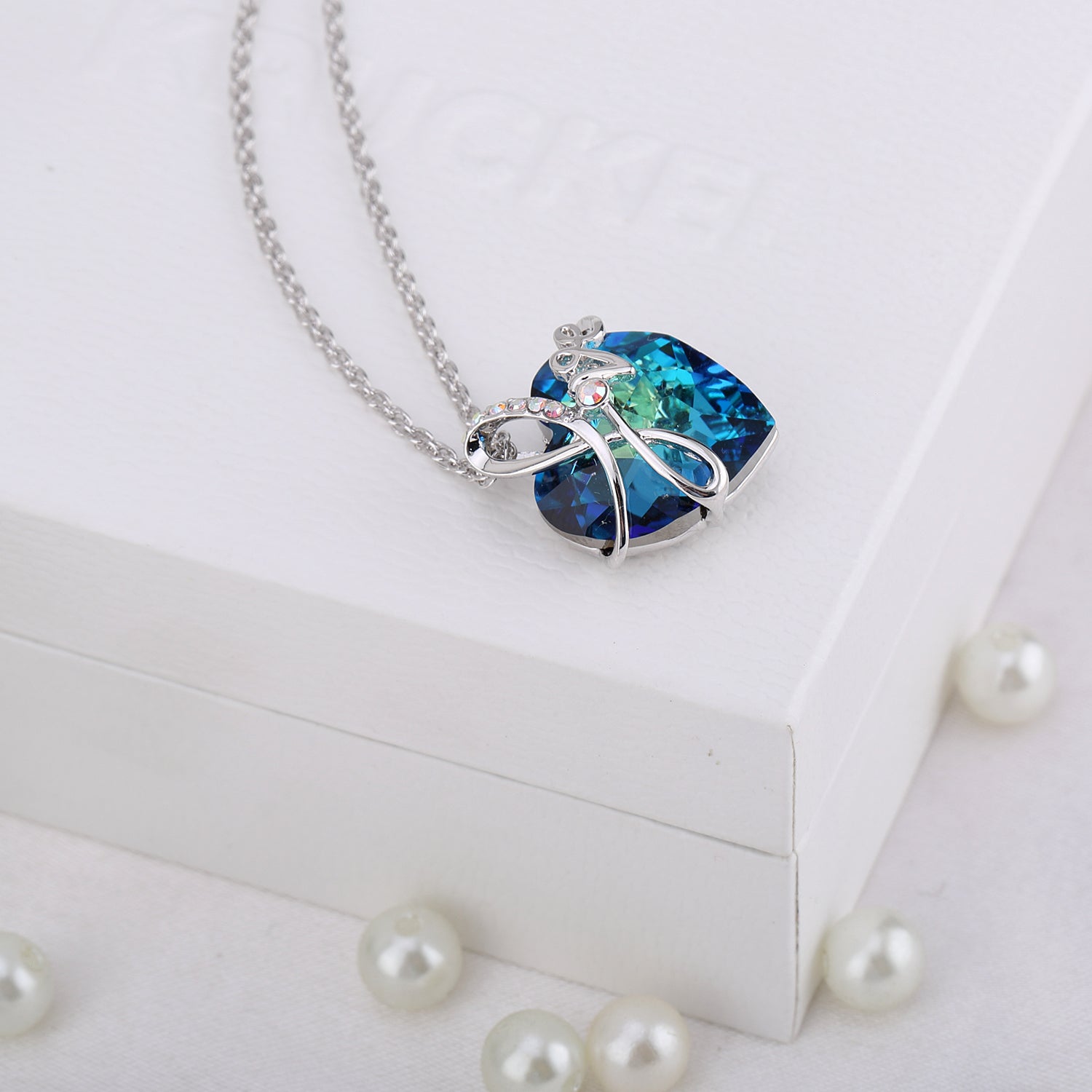Openwork handwritten Love Swarovski Heart shape Crystal Necklace