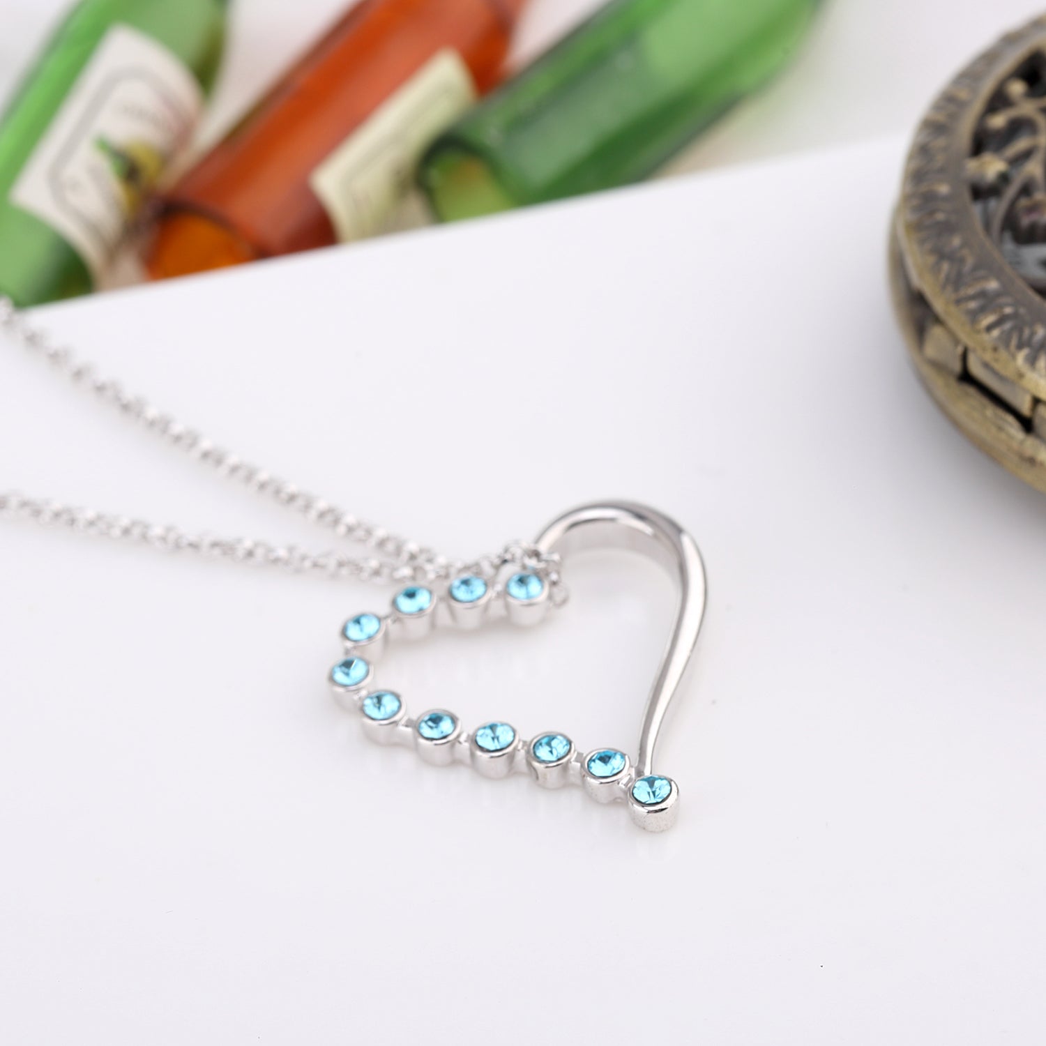 Sparkling Heart Crystals Necklace