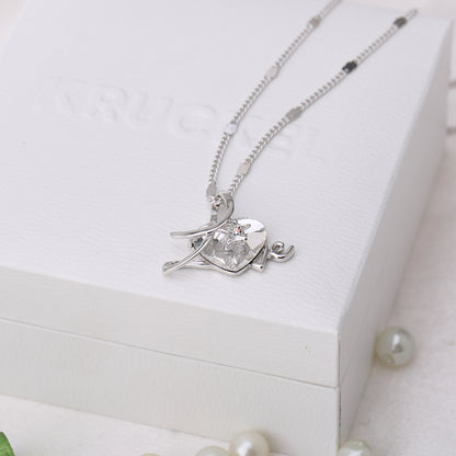 Openwork Love Embrace me Swarovski Crystals Necklace (Clear)
