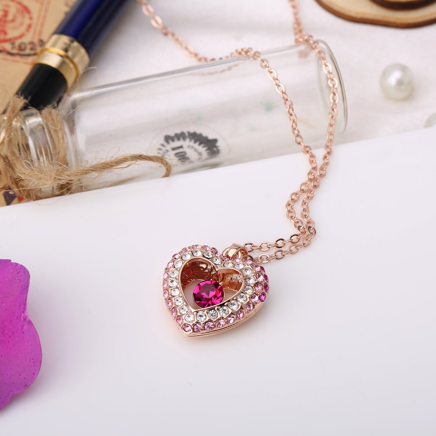 Only You Pavé Crystals Heart Necklace
