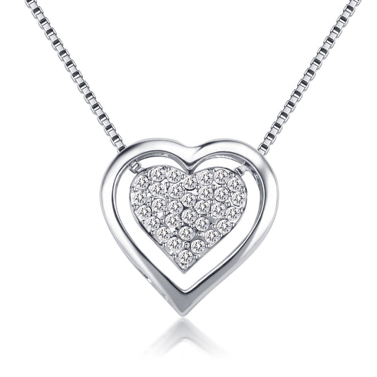Forever Love Pavé Swarovski Crystals Heart Necklace
