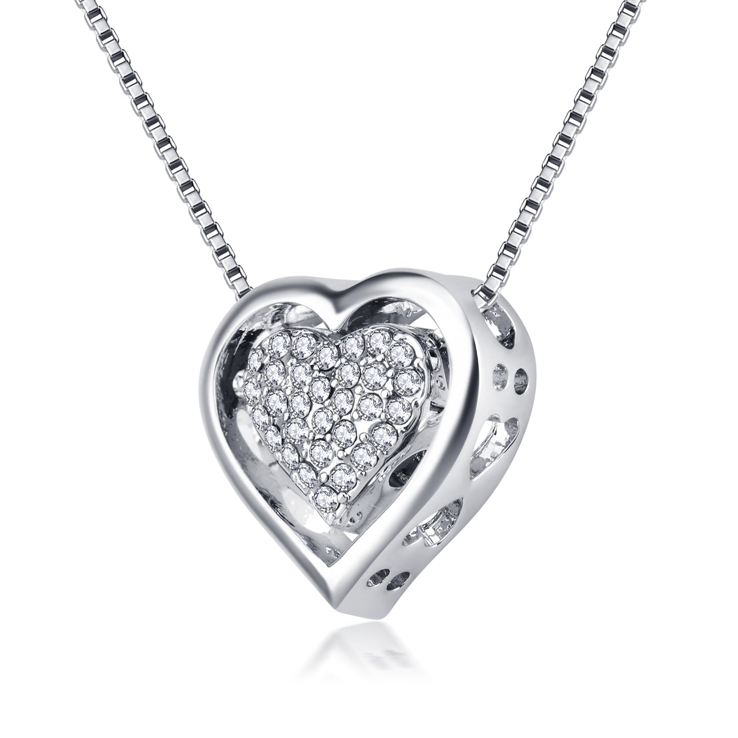Forever Love Pavé Swarovski Crystals Heart Necklace