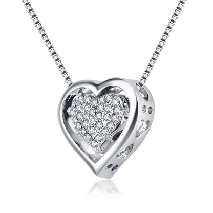 Forever Love Pavé Swarovski Crystals Heart Necklace