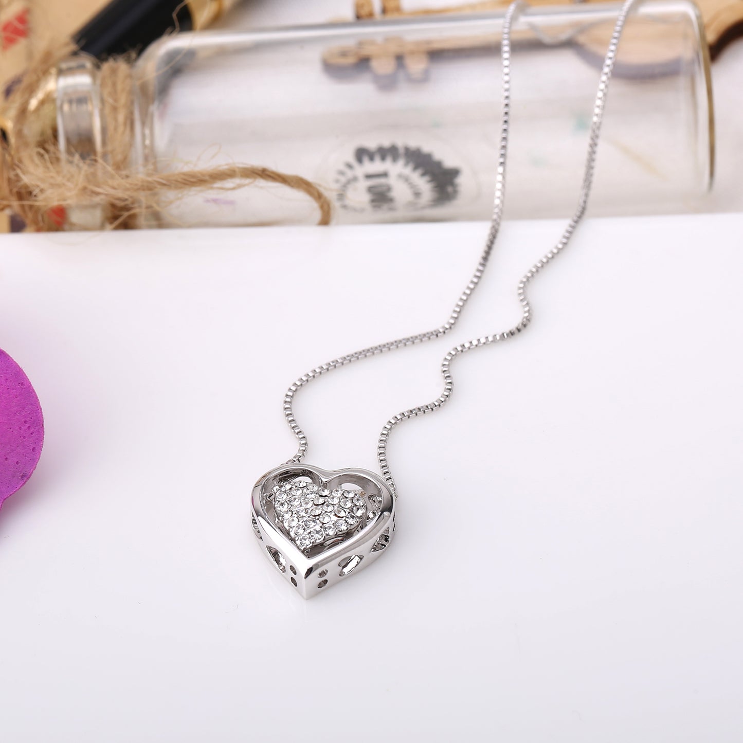 Forever Love Pavé Swarovski Crystals Heart Necklace