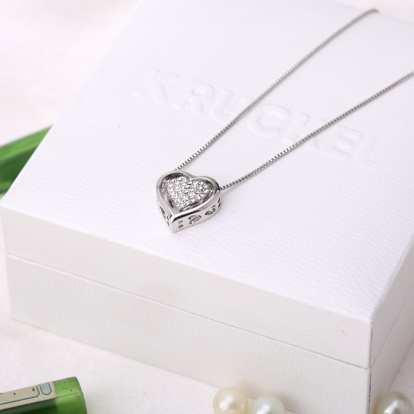 Forever Love Pavé Swarovski Crystals Heart Necklace