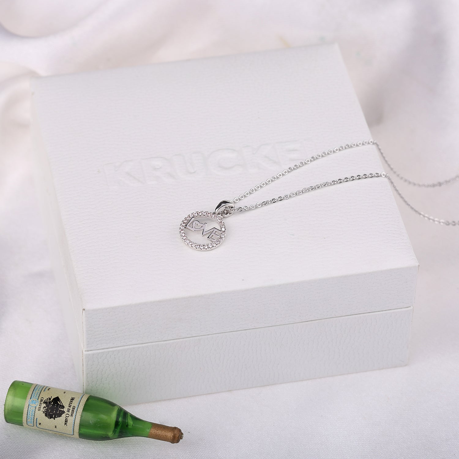 Openwork Silver Love Crystal Necklace