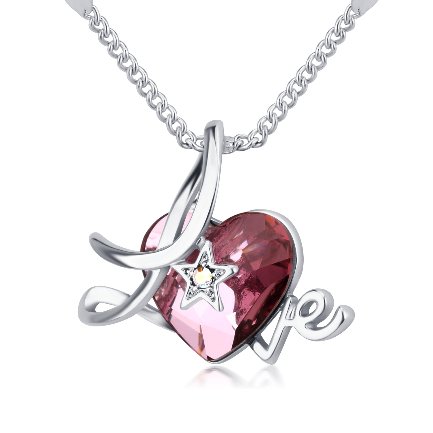Openwork Love Embrace me Swarovski Crystals Necklace (Purple)